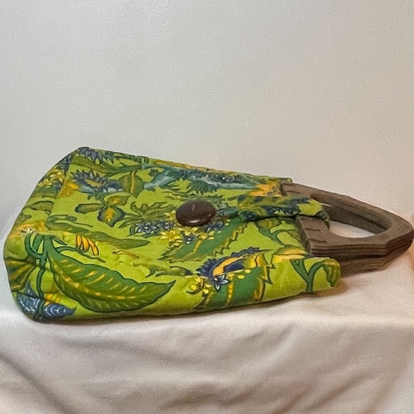 Sixties vintage grandma chic quilted wood handbag - Picture 5 of 13